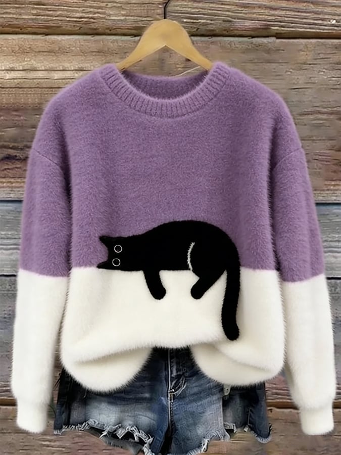 Luna | Sweat Femme avec Motif de Chat