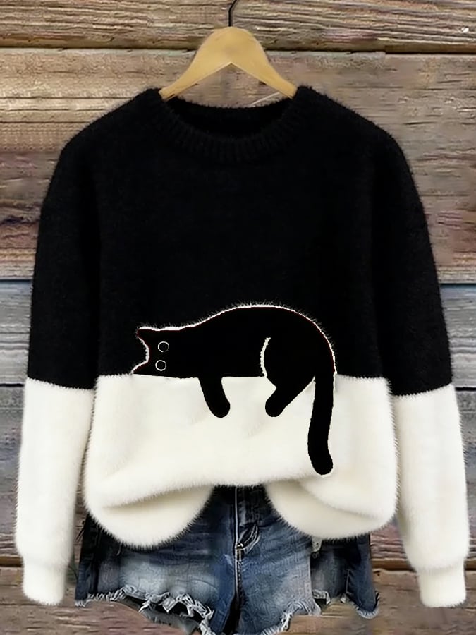 Luna | Sweat Femme avec Motif de Chat