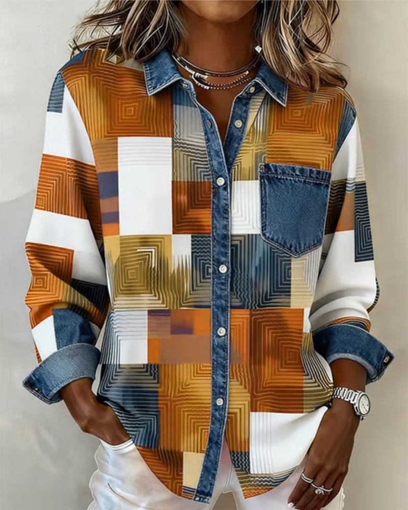 Céline - Chemise à Blocs de Couleur