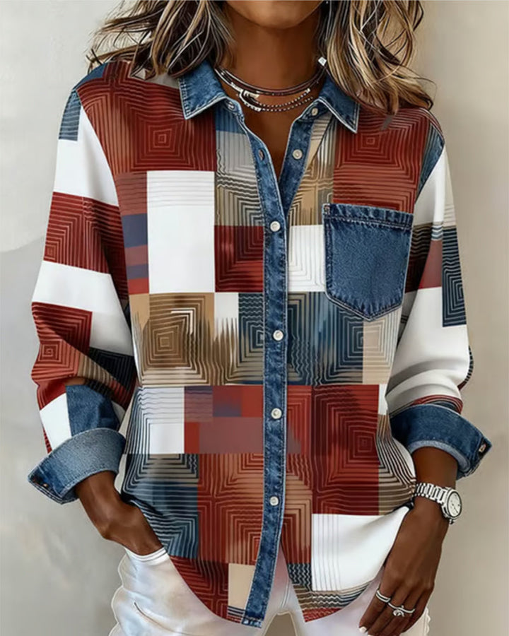 Céline - Chemise à Blocs de Couleur