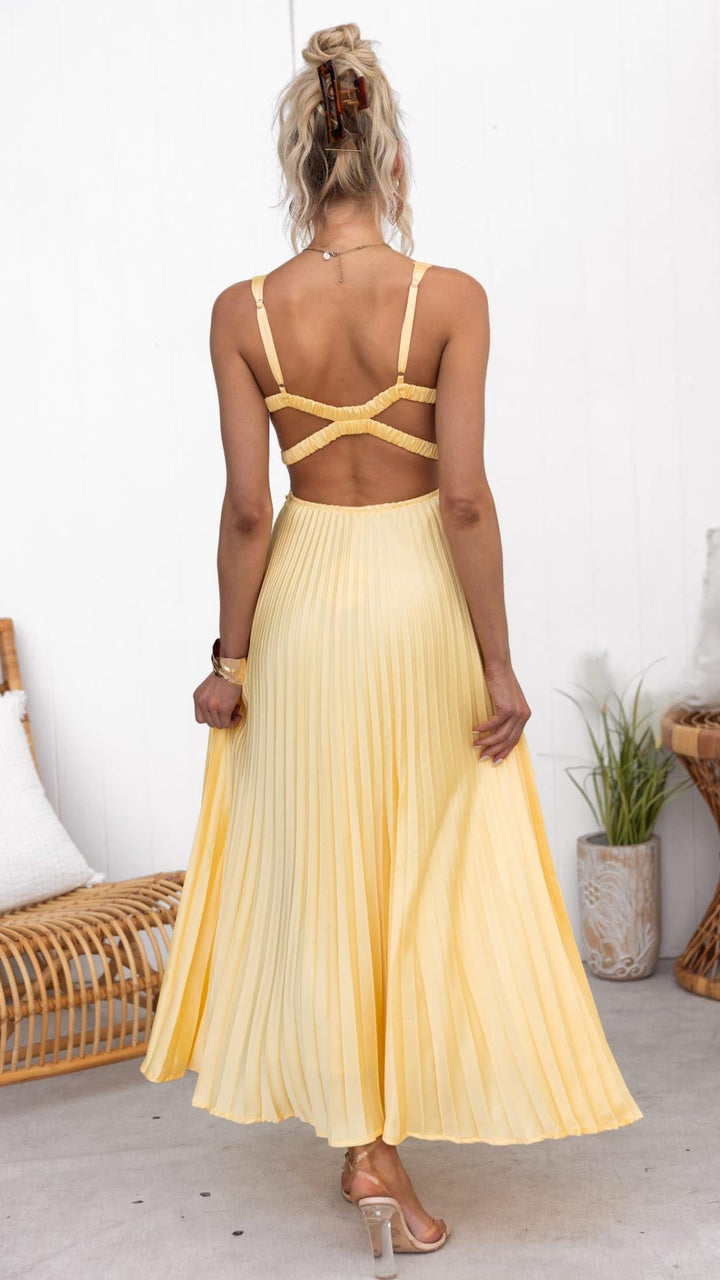 Aby - Élégante Robe Maxi Plissée