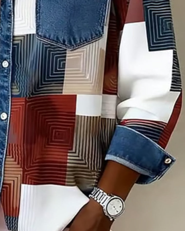 Céline - Chemise à Blocs de Couleur